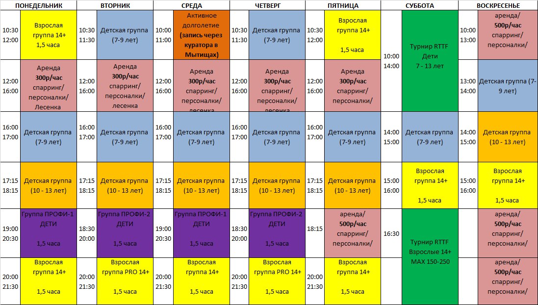 расписание